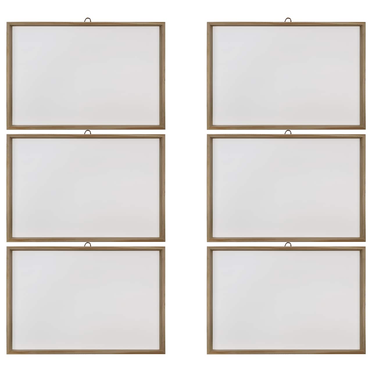 6 Pack: 17" x 25" White Plaque with Natural Wood Frame by Make Market®